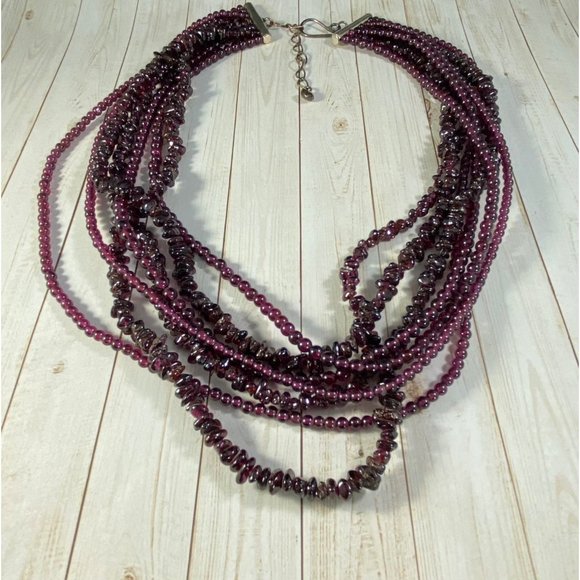 Jay King DTR Necklace 925 Garnet Multi Strand Beaded Signed - Picture 4 of 7